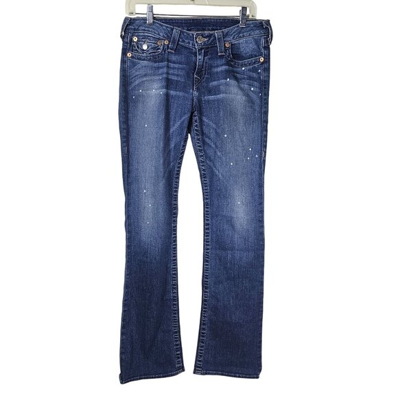 Y2K True Religion Womens Hi-Rise Boot Jeans Sz 30 Studded Pockets Upcycled - Picture 1 of 16